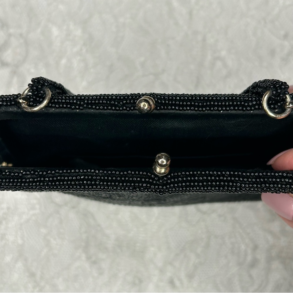 Dellil Vintage 60's Hand Made Black Beaded Evening Handbag Glamcore Quiet Luxury - Picture 10 of 17